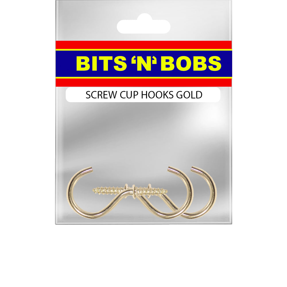 Pack of 3 Brass Cup Hooks